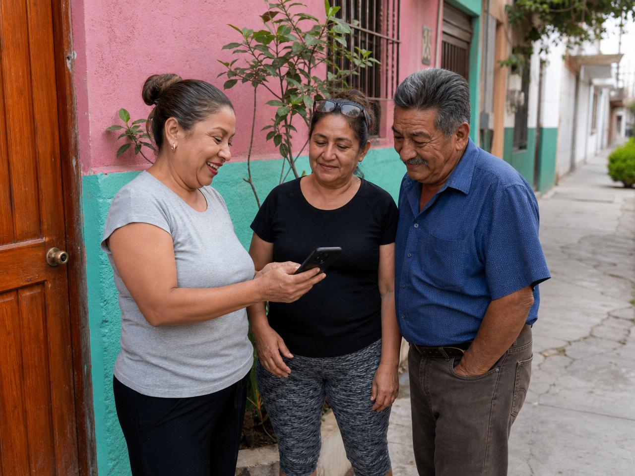 Vecinos de la colonia compartiendo NODO en la calle, familia y amigos